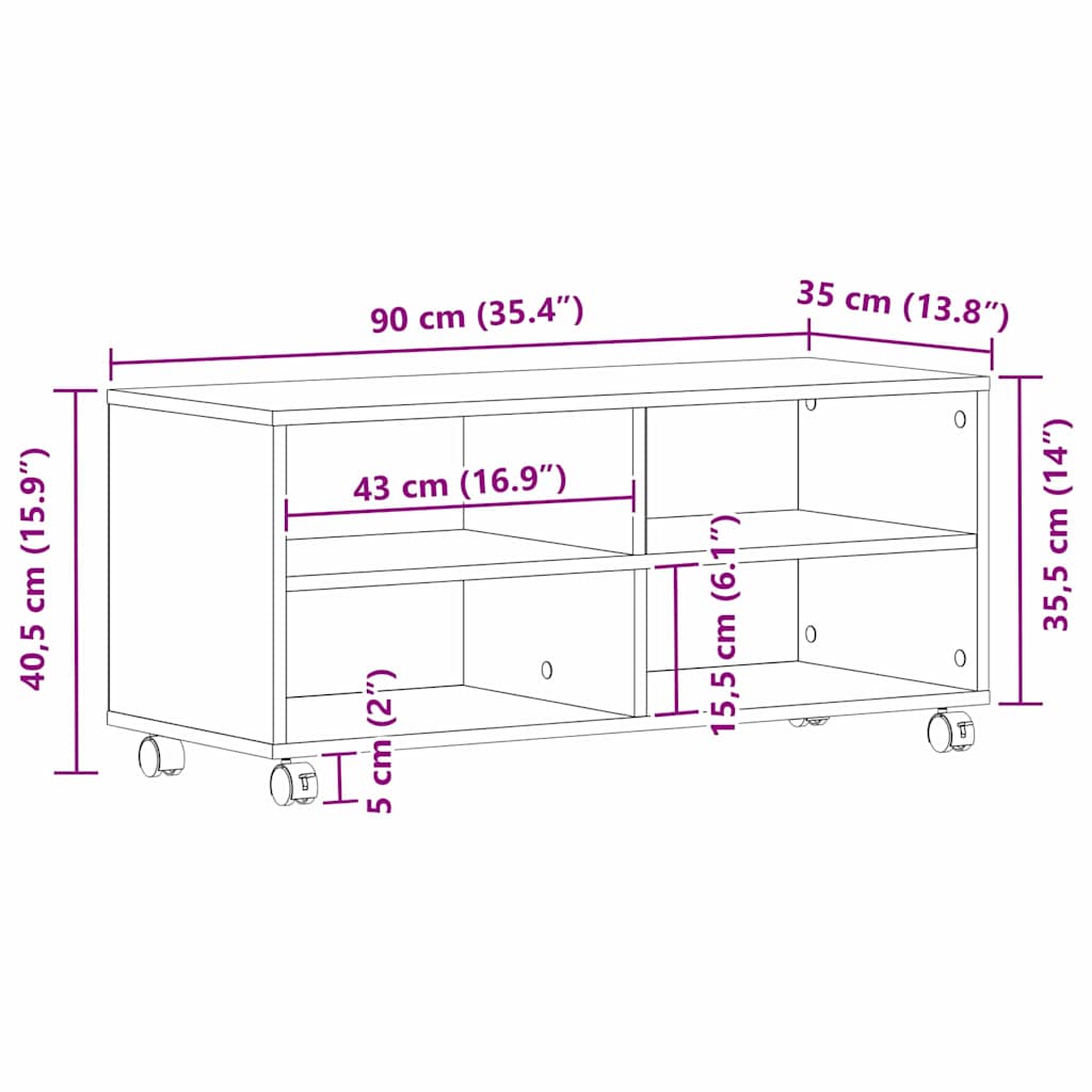 TV-skab 90 X 35 X 40.5 Cm Konstrueret Træ - Billede 10