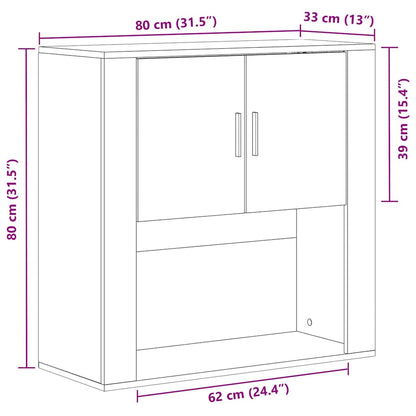 Vægskab Med Hylde 80 X 33 X 80 Cm Konstrueret Træ - Billede 12