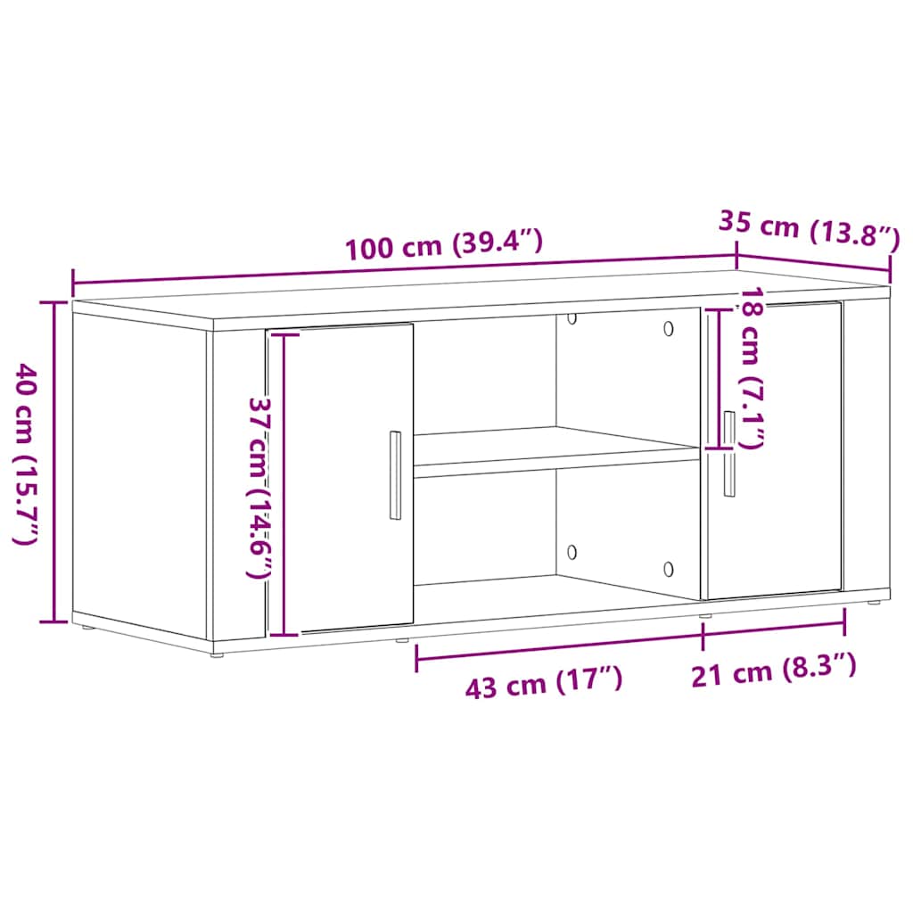 TV-skab 100 X 35 X 40 Cm Konstrueret Træ - Billede 11