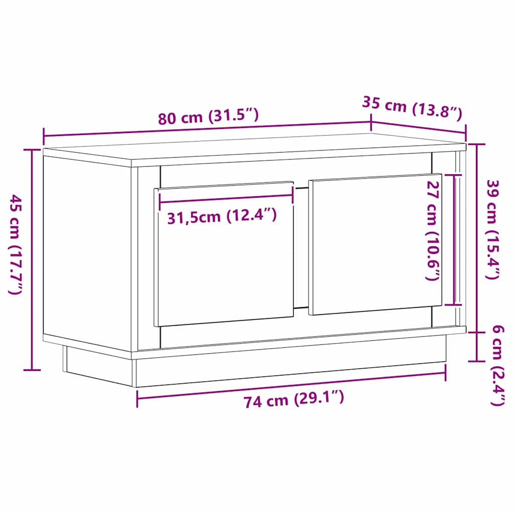 TV-skab 80 X 35 X 45 Cm Konstrueret Træ - Billede 11