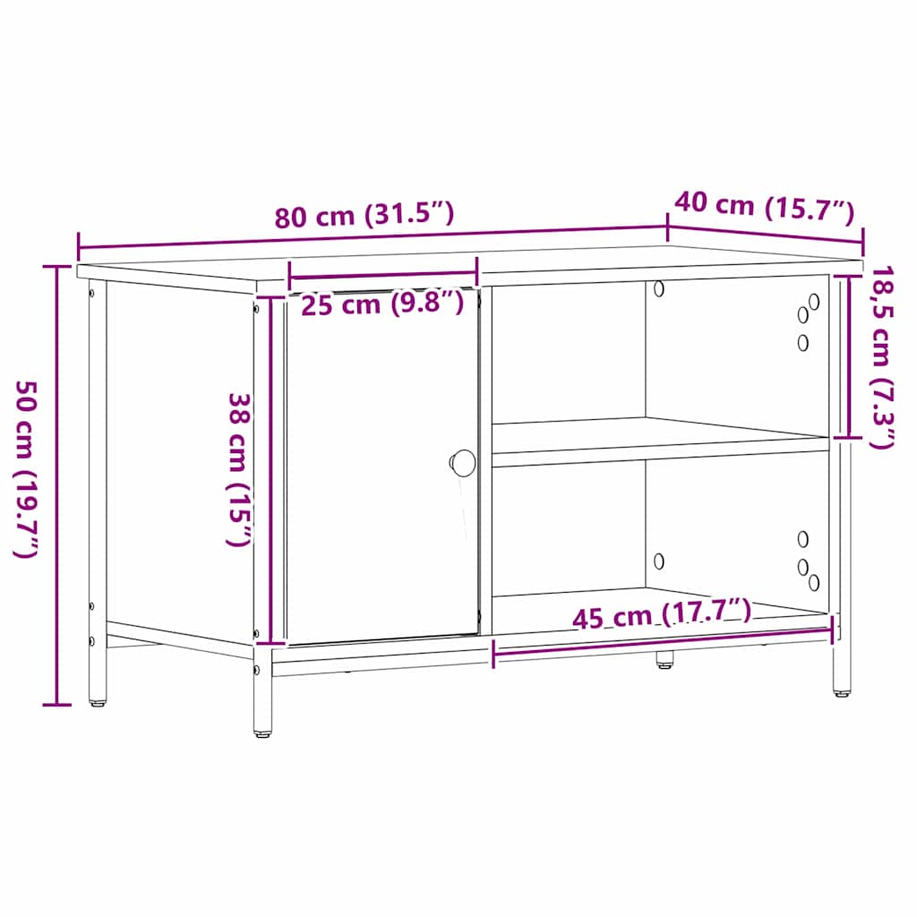 TV-skab 80 X 40 X 50 Cm Konstrueret Træ - Billede 12