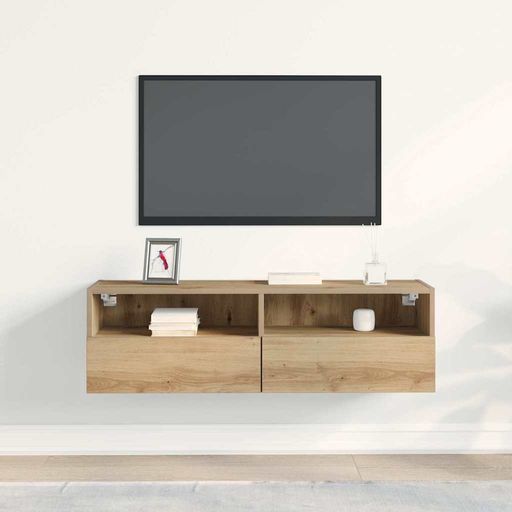 TV Vægskab 100 X 30 X 30 Cm Konstrueret Træ - Billede 4