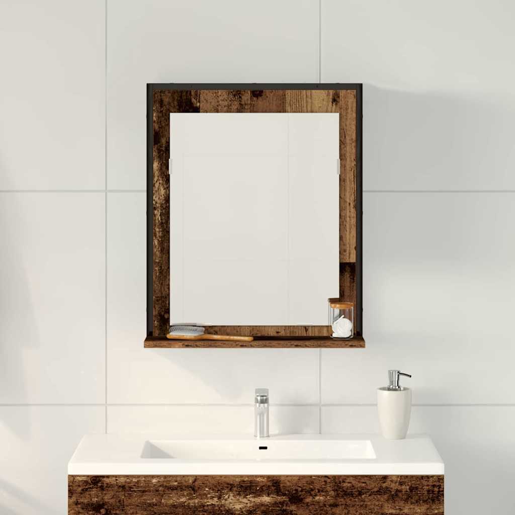 Spejl Med Hylde 50 X 12 X 60 Cm Glas Og Ingeniørtræ - Billede 4