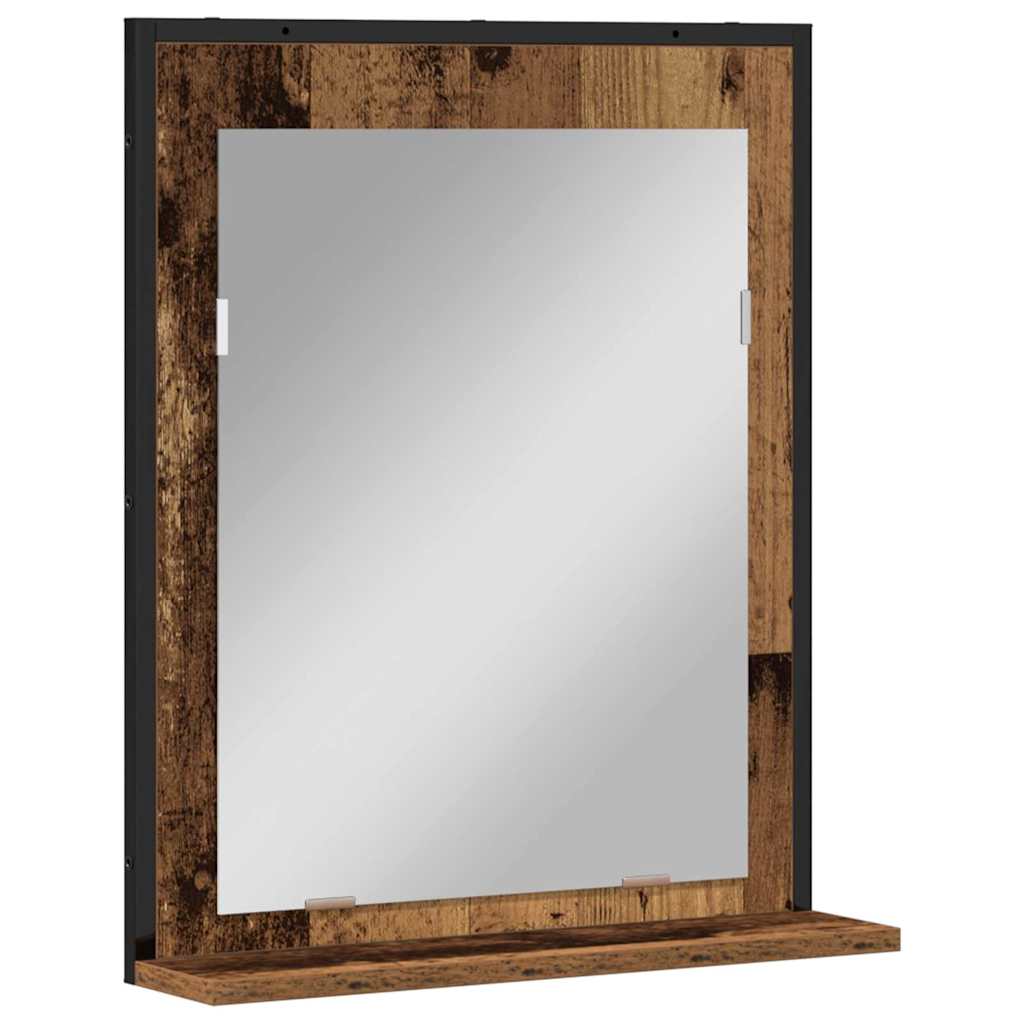 Spejl Med Hylde 50 X 12 X 60 Cm Glas Og Ingeniørtræ - Billede 2