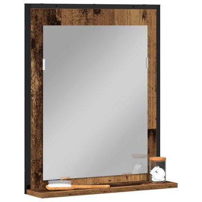 Spejl Med Hylde 50 X 12 X 60 Cm Glas Og Ingeniørtræ - Billede 3