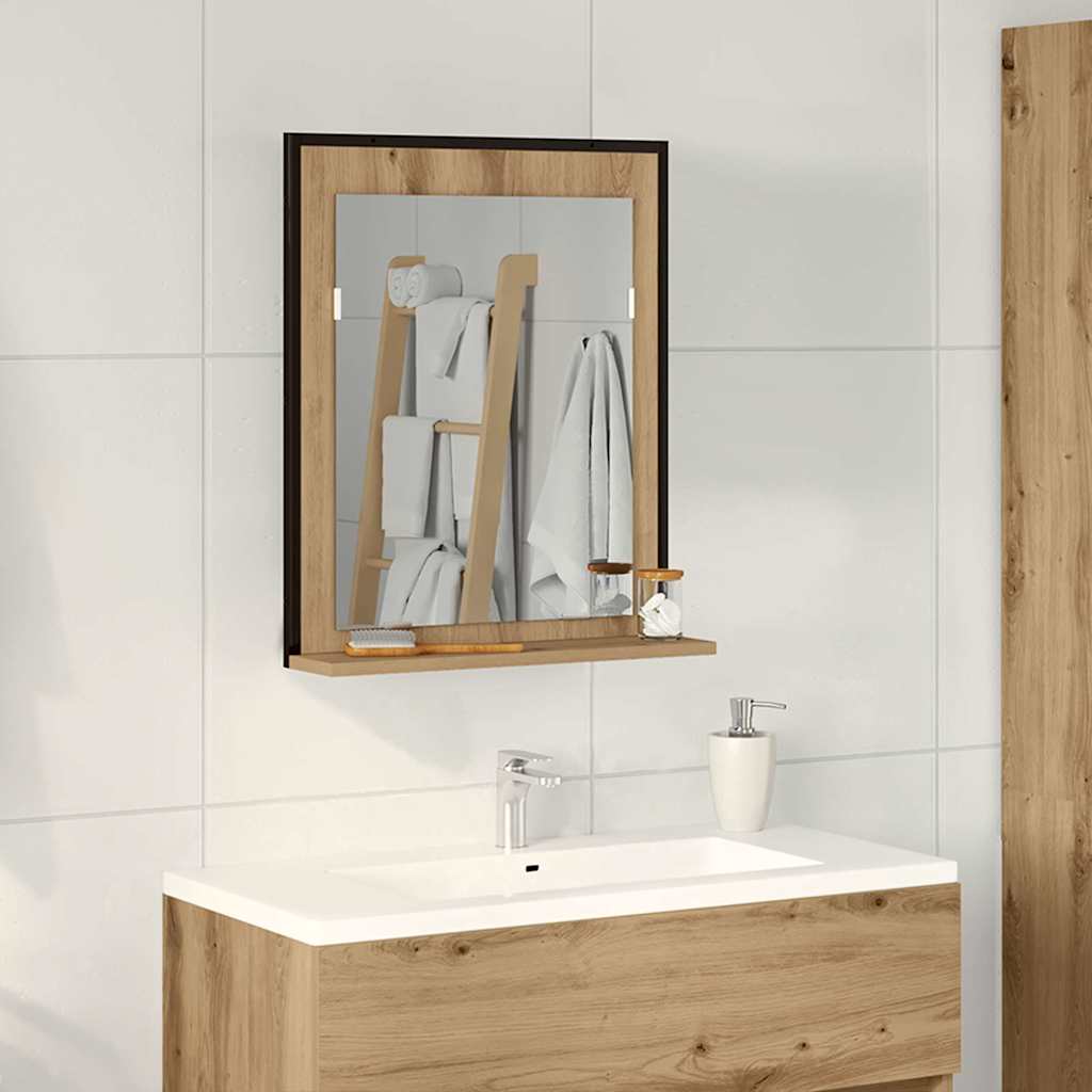 Spejl 50 X 12 X 60 Cm Glas Og Ingeniørtræ - Hovedbillede