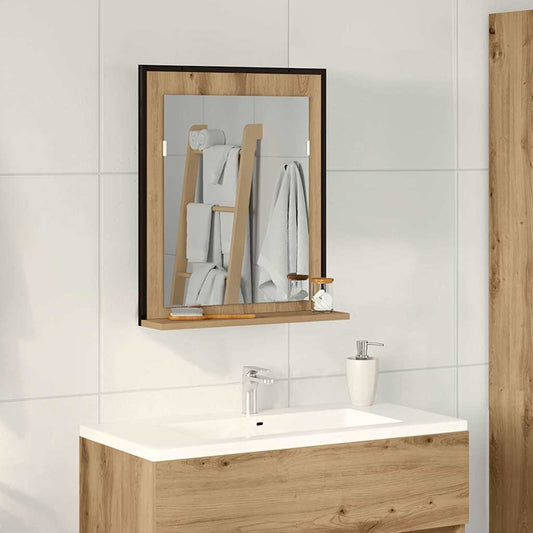 Spejl 50 X 12 X 60 Cm Glas Og Ingeniørtræ - Hovedbillede