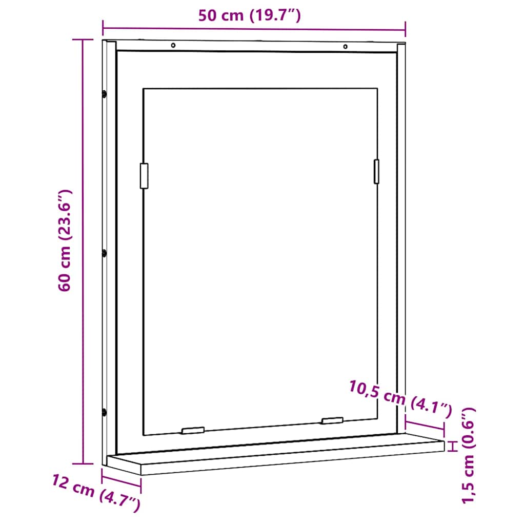 Spejl 50 X 12 X 60 Cm Glas Og Ingeniørtræ - Billede 10