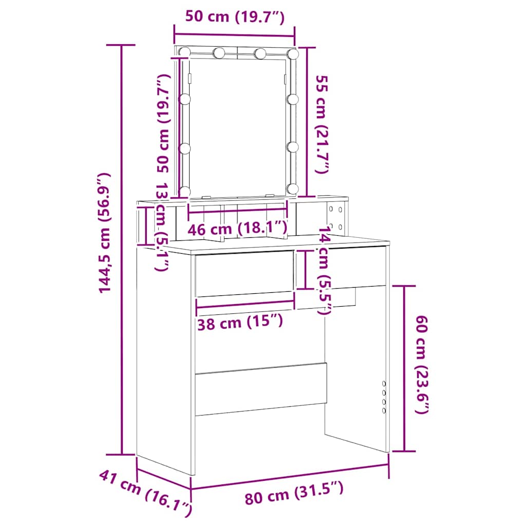 Dressingbord 80 X 41 X 144,5 Cm Konstrueret Træ - Billede 18