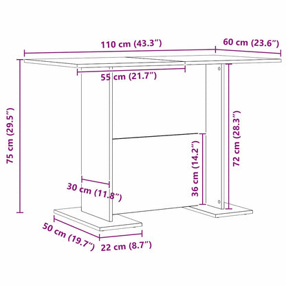 Spisebord 110 X 60 X 75 Cm Konstrueret Træ Rektangulær - Billede 11