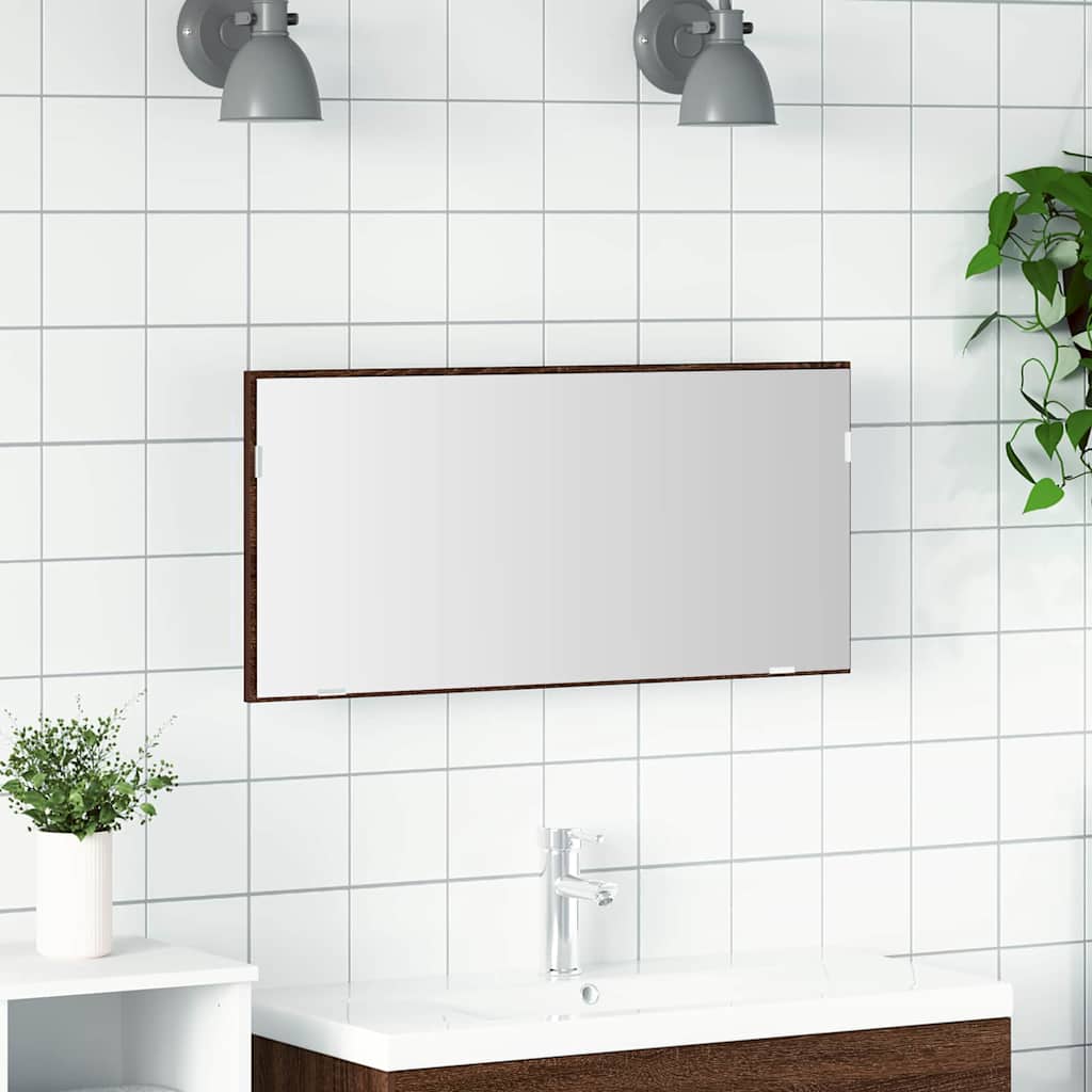 Spejl 80 X 37 Cm Glas Og Ingeniørtræ - Hovedbillede