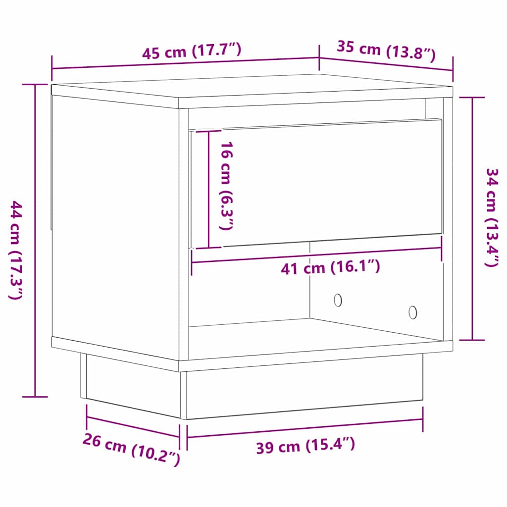 Natbord Egetræ 45 X 34 X 44 Cm Konstrueret Træ - Billede 13