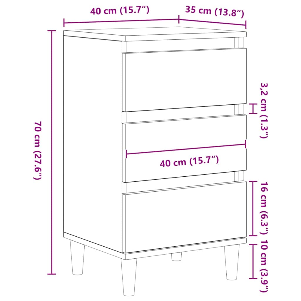Natskab 40 X 35 X 70 Cm Konstrueret Træ - Billede 12