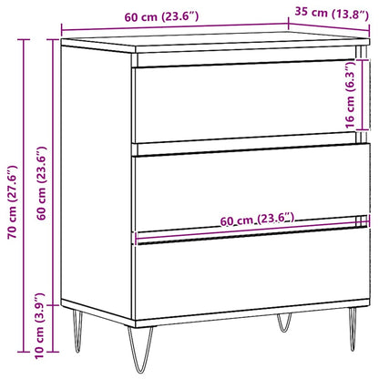 Sideboard 60 X 35 X 70 Cm Konstrueret Træ - Billede 12