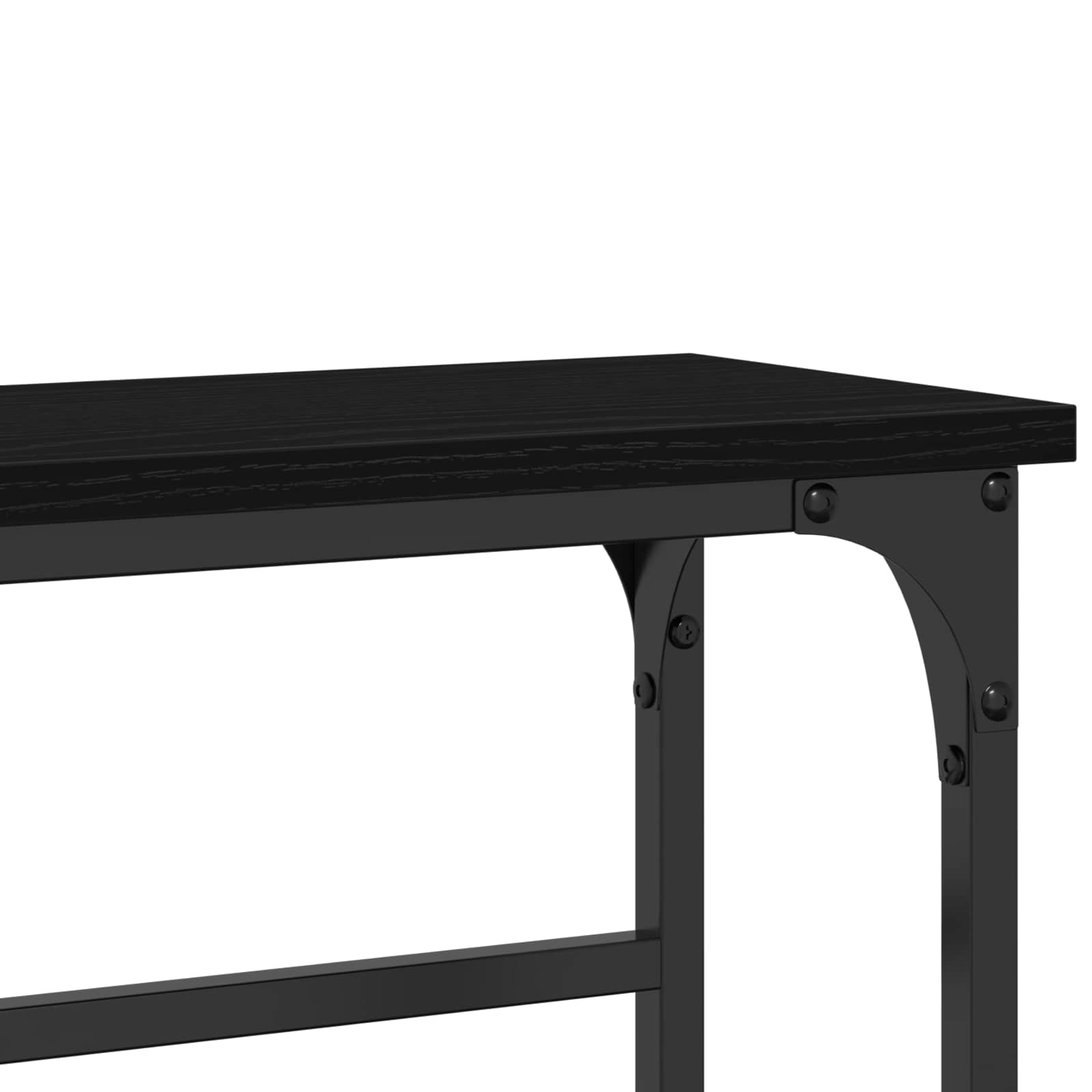 Konsolbord Med Hylde Sort Eg 75 X 19,5 X 75 Cm Konstrueret Træ - Billede 8
