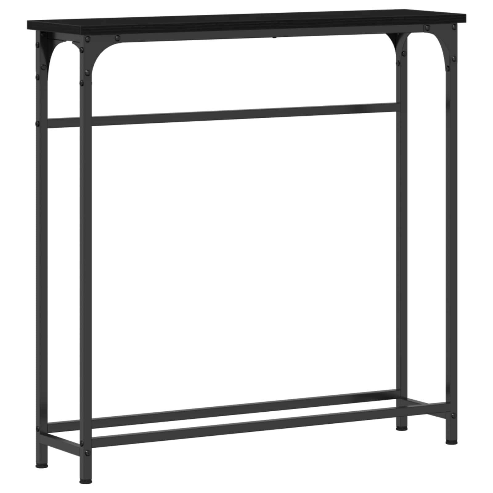 Konsolbord Med Hylde Sort Eg 75 X 19,5 X 75 Cm Konstrueret Træ - Billede 2