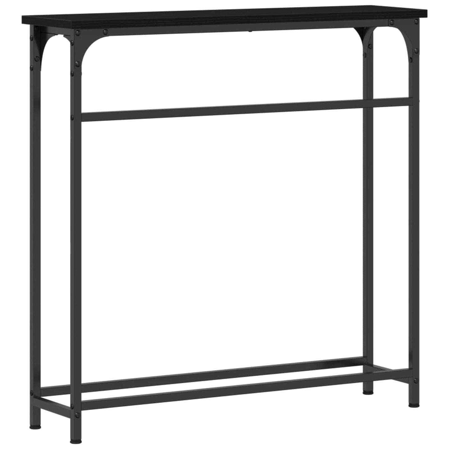 Konsolbord Med Hylde Sort Eg 75 X 19,5 X 75 Cm Konstrueret Træ - Billede 7