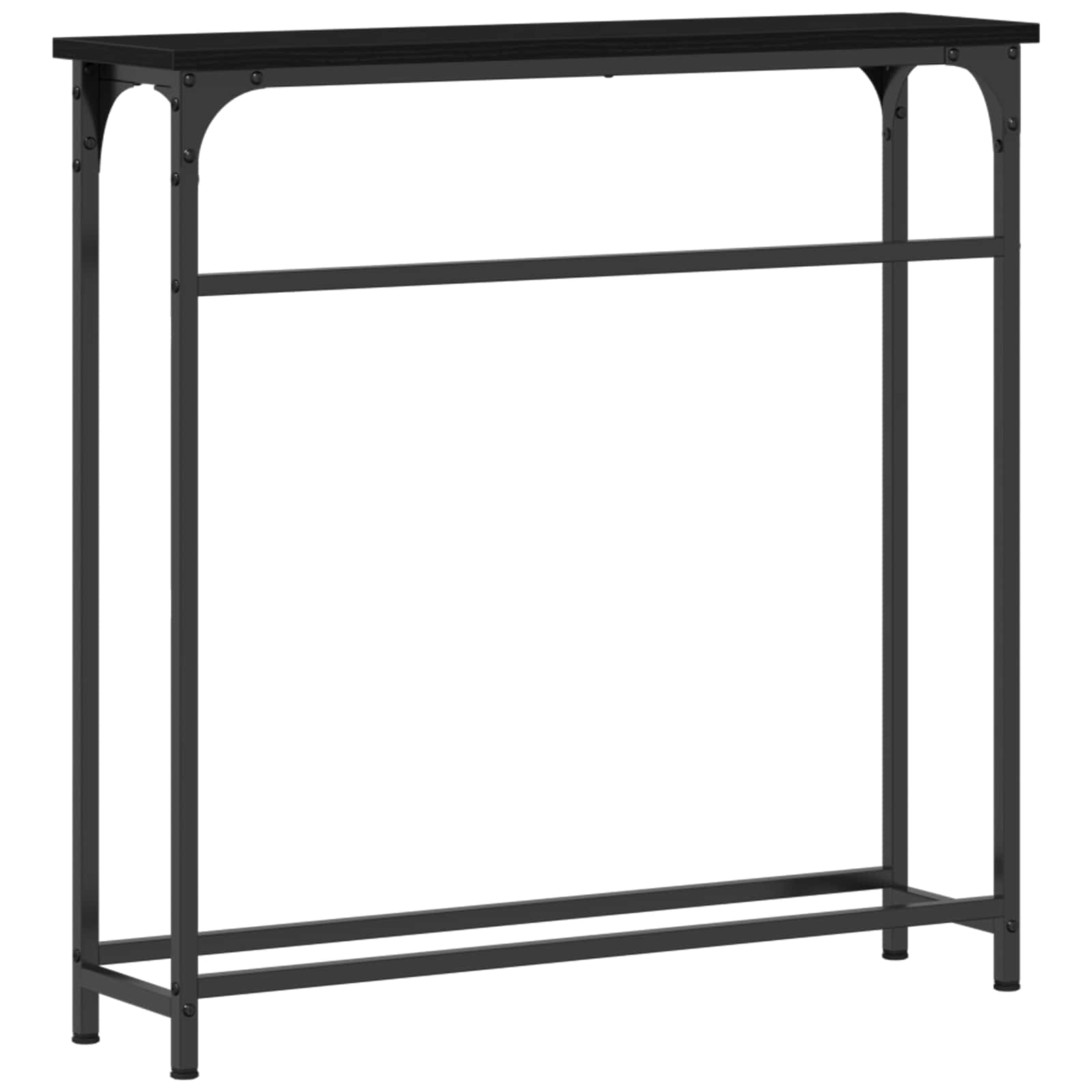 Konsolbord Med Hylde Sort Eg 75 X 19,5 X 75 Cm Konstrueret Træ - Billede 7