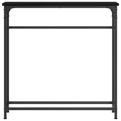 Konsolbord Med Hylde Sort Eg 75 X 19,5 X 75 Cm Konstrueret Træ - Billede 5