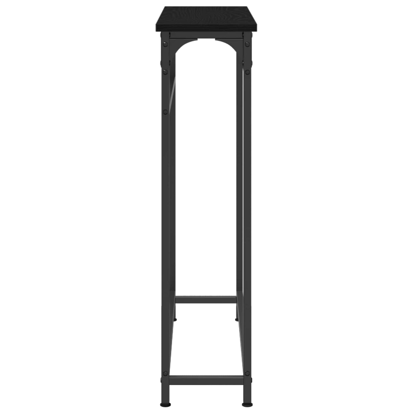 Konsolbord Med Hylde Sort Eg 75 X 19,5 X 75 Cm Konstrueret Træ - Billede 6
