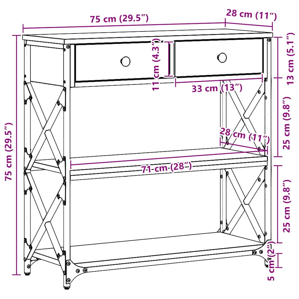 Konsol Bord Laminat Træ Og Metal - Billede 12