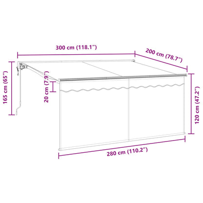 Utrækkelig Markise Creme 300 X 200 Cm Stof - Billede 14