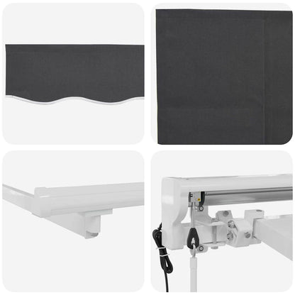 Utrækkelig Markise Antracit 300 X 200 Cm Polyester Og Aluminium - Billede 10