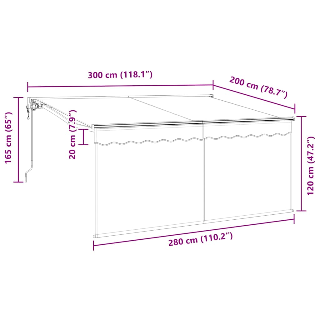 Utrækkelig Markise Antracit 300 X 200 Cm Polyester Og Aluminium - Billede 14