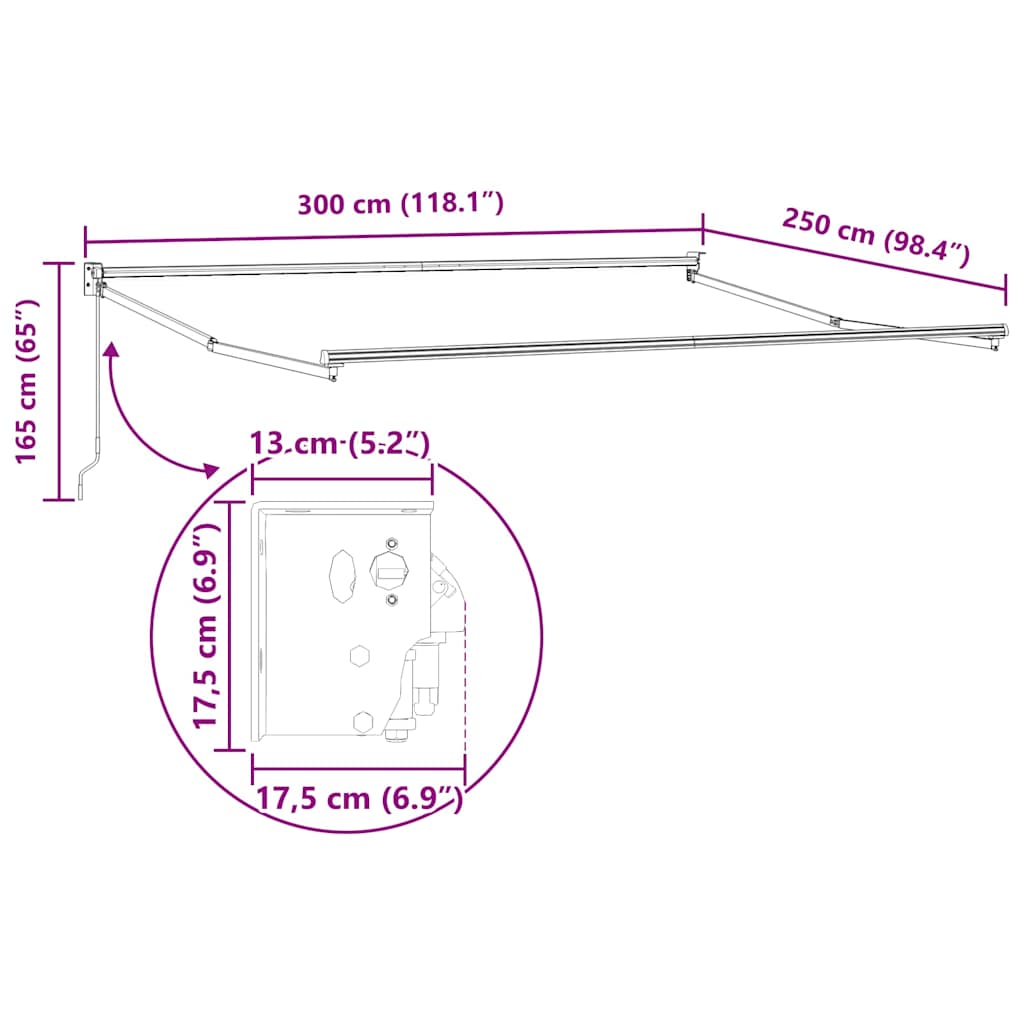 Markise 300 X 250 X 165 Cm Polyester - Billede 12