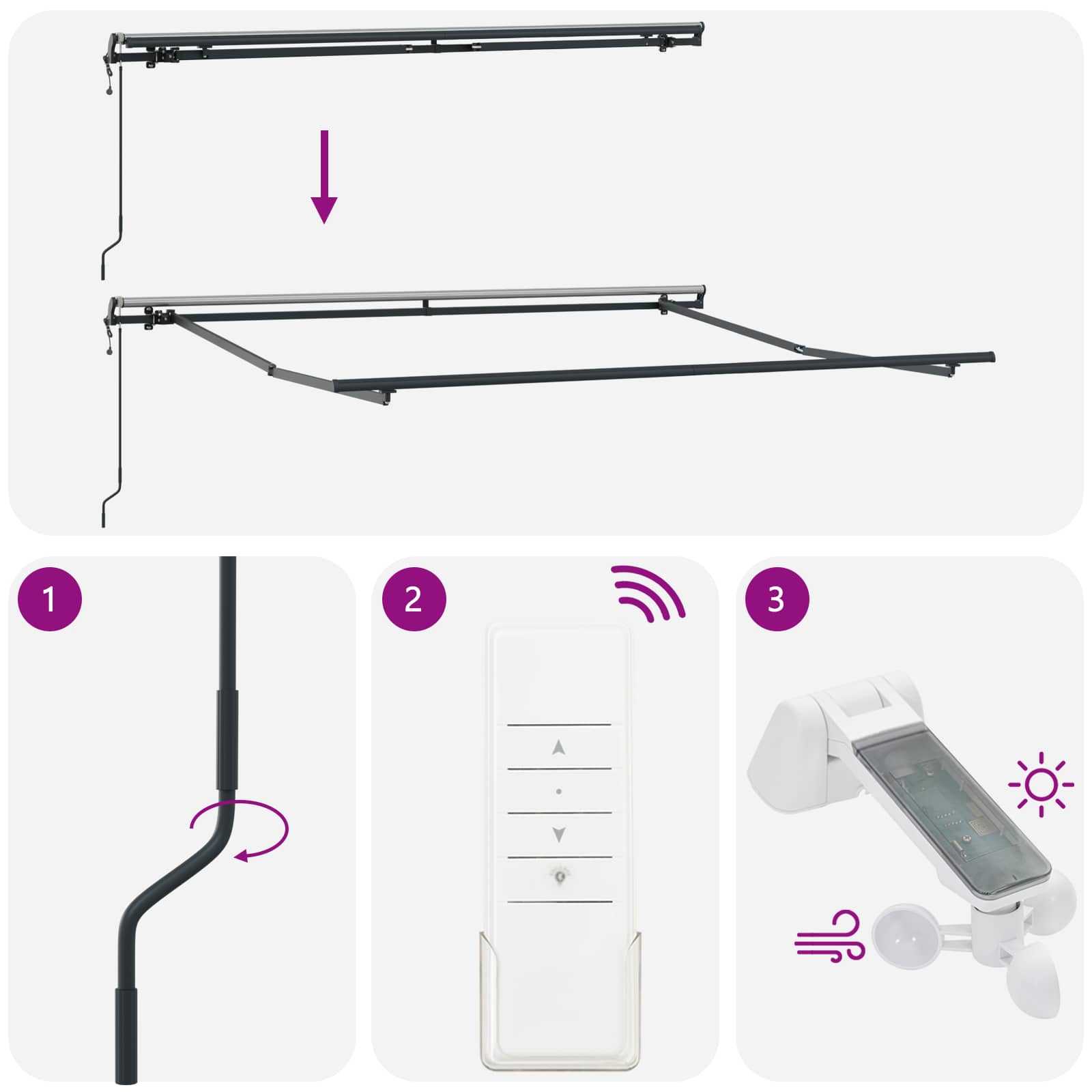 Udtrækkelig Markise Rød Og Sort 350 X 250 Cm Stof Og Aluminium - Billede 9