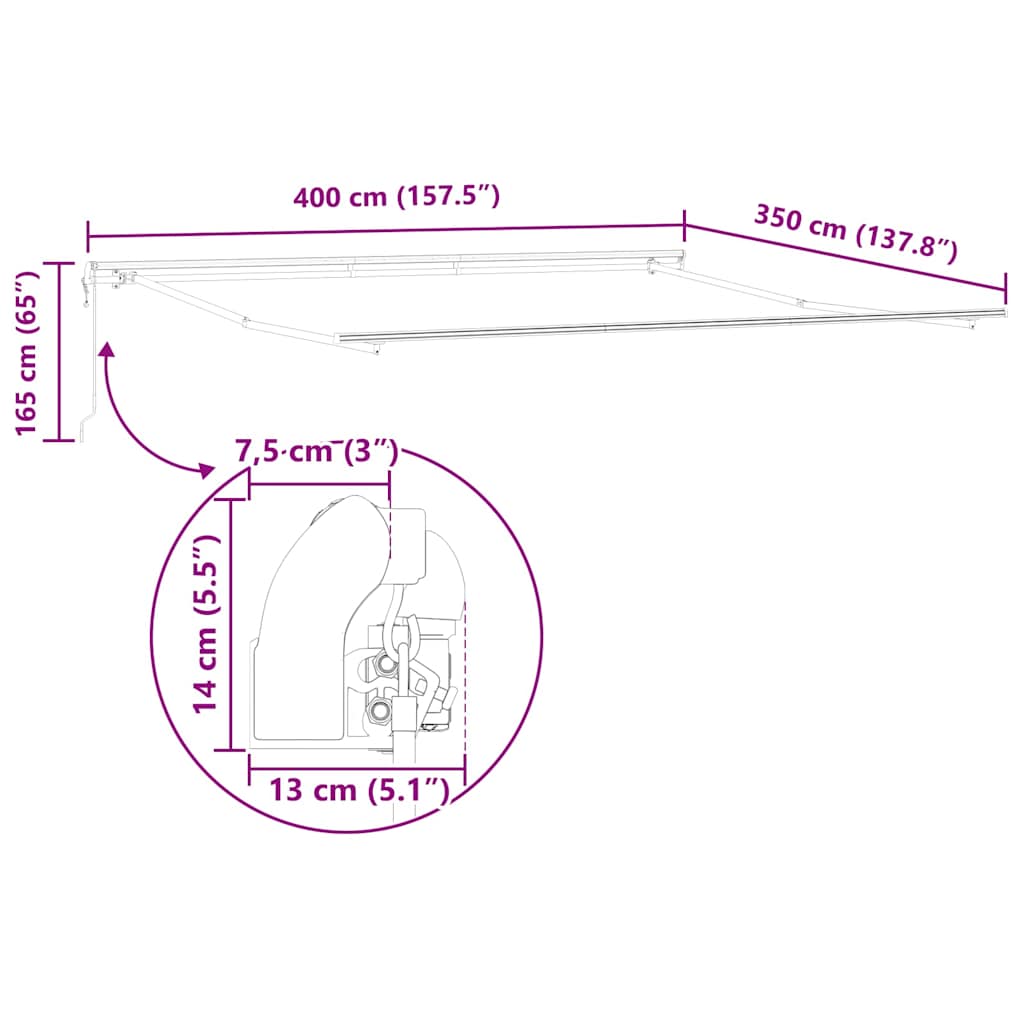 Elektrisk Utrækkelig Markise 400 × 350 Cm - Billede 12