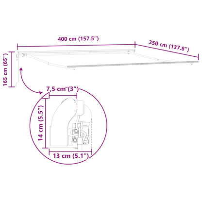 Elektrisk Utrækkelig Markise 400 × 350 Cm - Billede 12