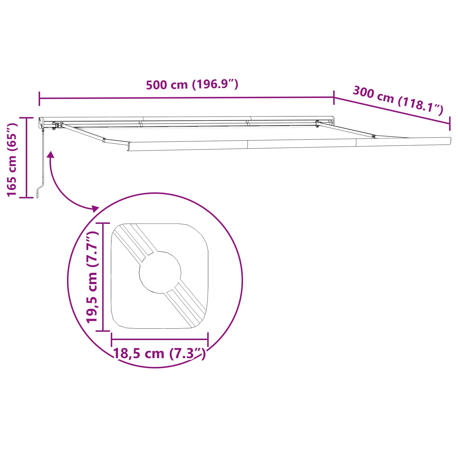 Utrækkelig Markise 500 × 300 Cm Stof Og Metal - Billede 12