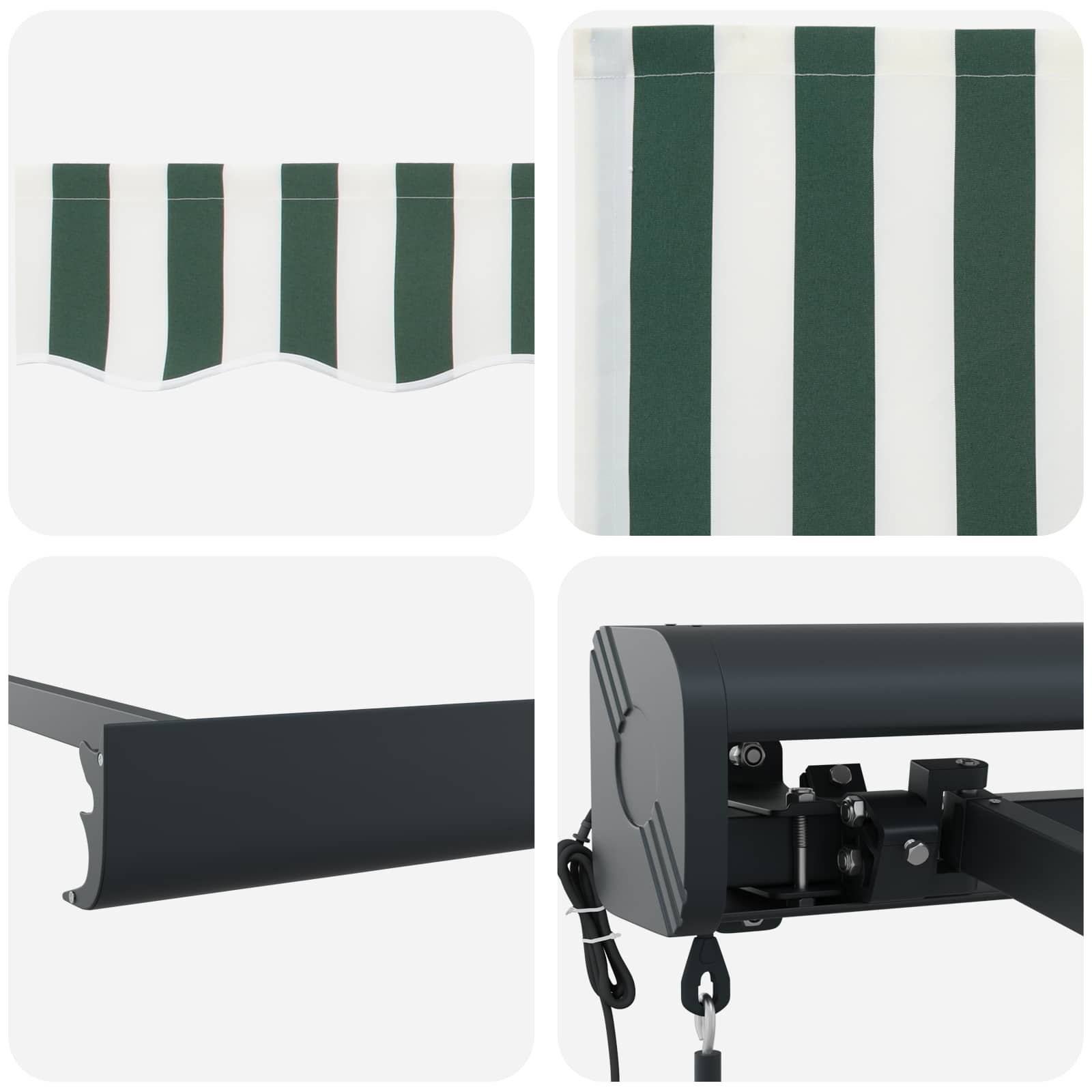Markise Og Hvid 500 X 300 X 165 Cm Polyester Og Aluminium - Billede 8