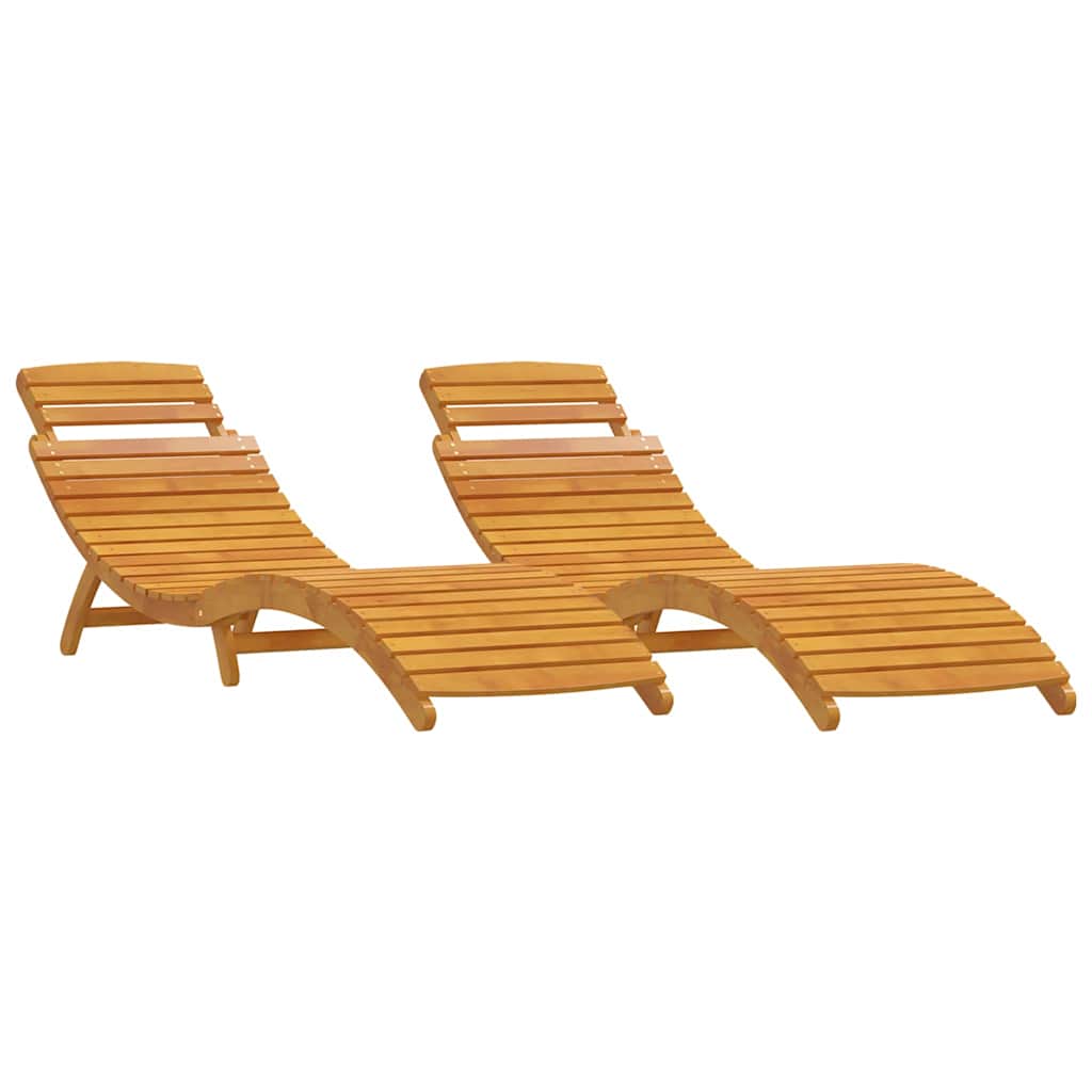 Liggestol 2 Dele Brun 55 X 184 X 64cm Massivt Akacietræ - Billede 2
