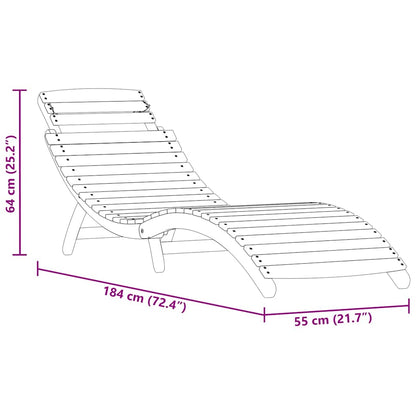 Liggestol 2 Dele Brun 55 X 184 X 64cm Massivt Akacietræ - Billede 12