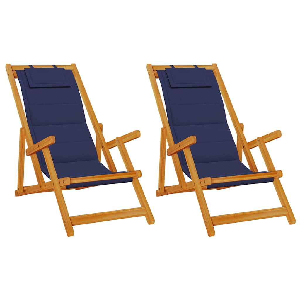 Strandstol Med Pude Massivt Akacietræ - Billede 2