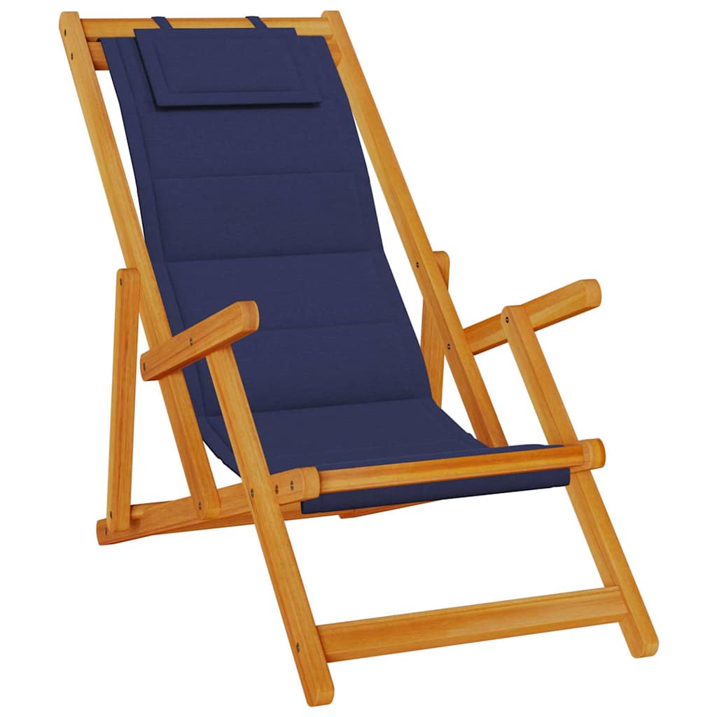 Strandstol Med Pude Massivt Akacietræ - Billede 4