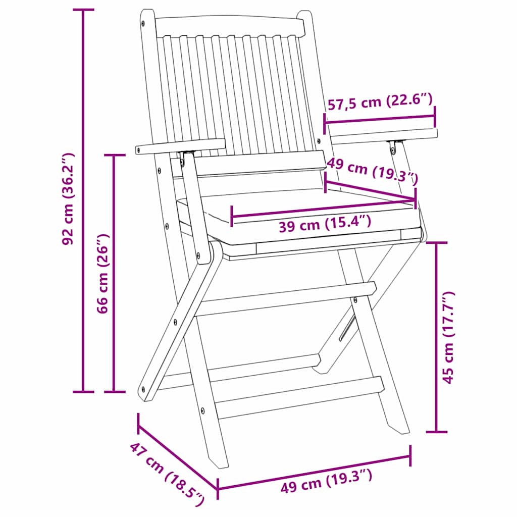 Sammenklappelig Stol Med Pude Grå 49 X 57.5 X 92cm - Billede 11