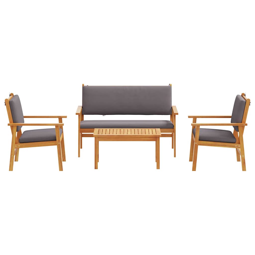 Havesofa Sæt 4 Dele 120 X 65,5 X 79 Cm Massivt Akacietræ - Billede 8
