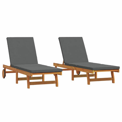 Solstol 2 Dele Brun 65 X 199 X 84 Cm Massivt Akacietræ - Billede 2