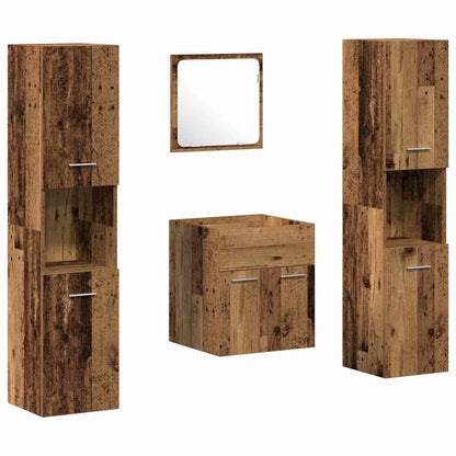 Badeværelsesmøbel Sæt 4 Pcs Gammelt Træ 41 X 38.5 X 46 Cm - Billede 2