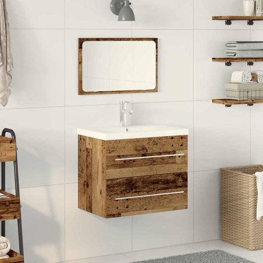 Vaskeskab Med Vask 2 Pcs Gammelt Træ 60 X 38.5 X 48 Cm - Hovedbillede