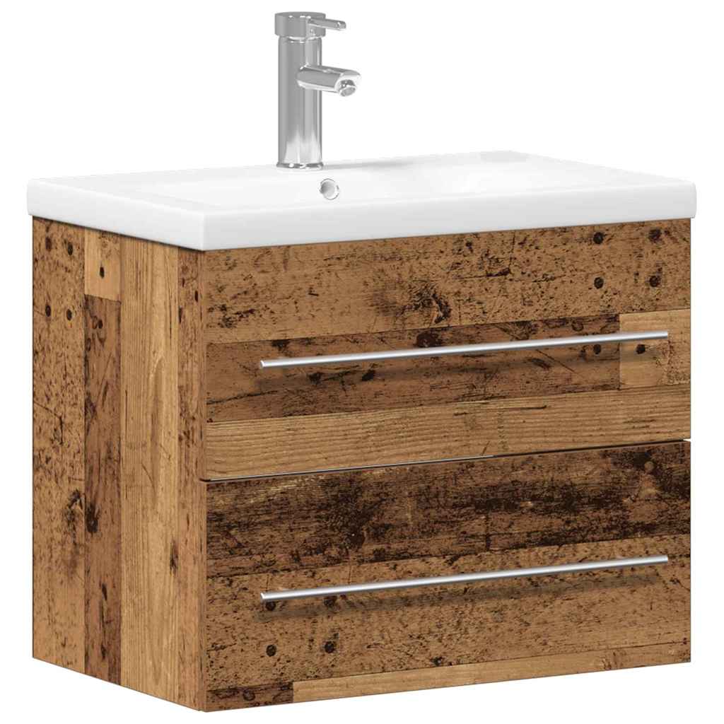 Vaskeskab Med Vask 2 Pcs Gammelt Træ 60 X 38.5 X 48 Cm - Billede 2