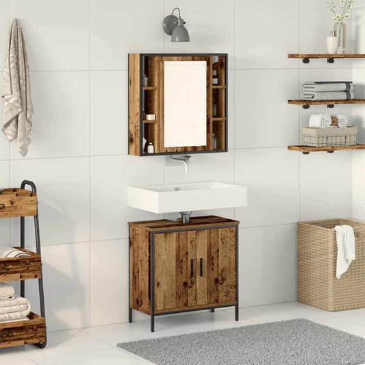 Badeværelsesmøbel Sæt Med Hylde 2 Pcs Brun 60 X 30 X 60 Cm - Hovedbillede