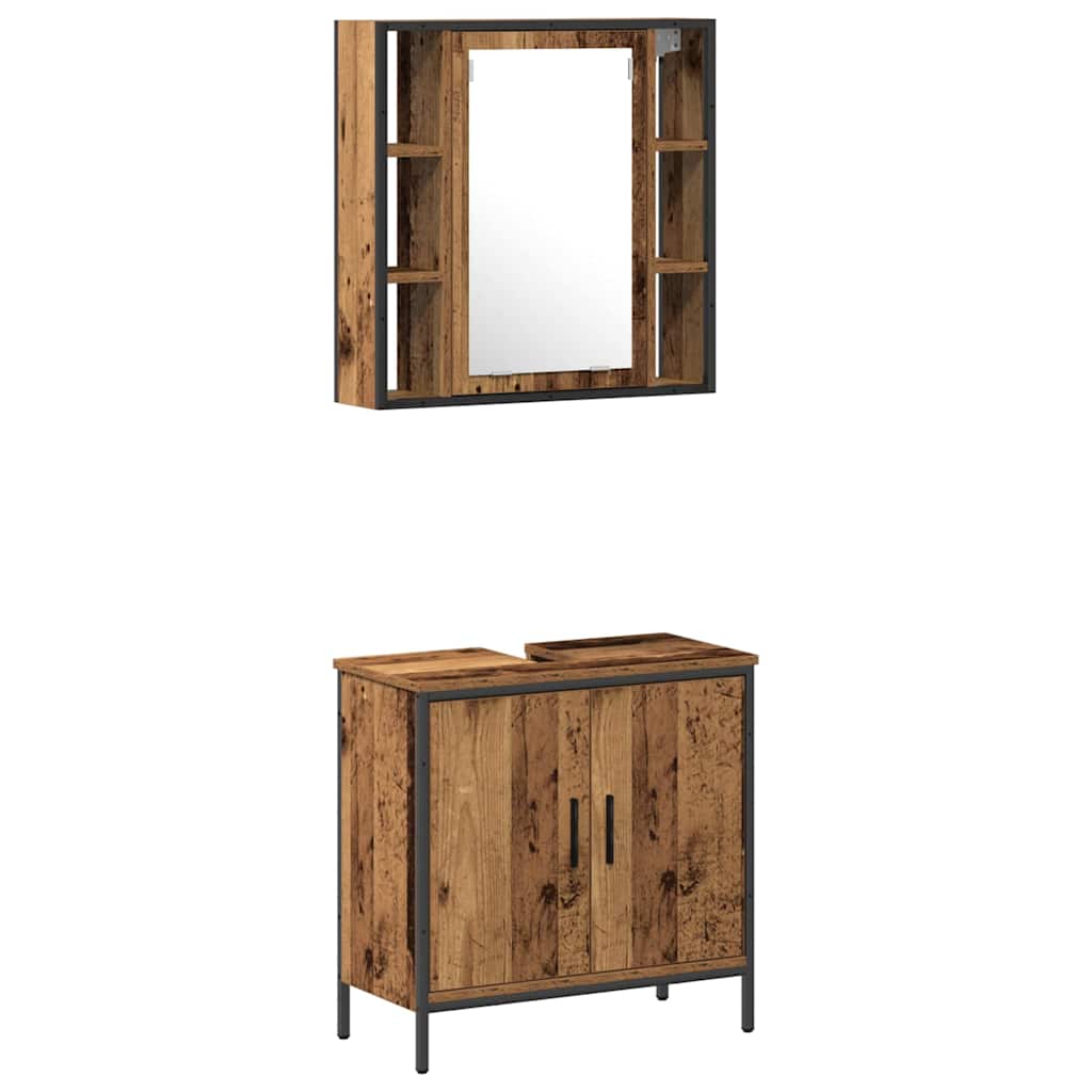 Badeværelsesmøbel Sæt Med Hylde 2 Pcs Brun 60 X 30 X 60 Cm - Billede 2