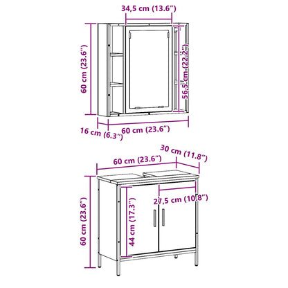 Badeværelsesmøbel Sæt Med Hylde 2 Pcs Brun 60 X 30 X 60 Cm - Billede 13