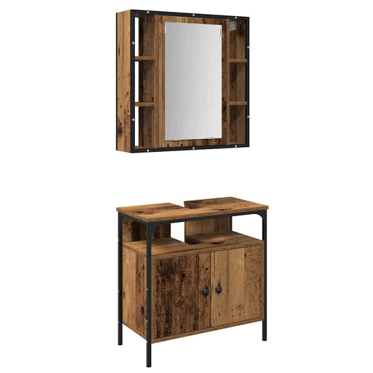 Badeværelsesmøbel Sæt Med Hylde 2 Pcs Brun 60 X 30 X 60 Cm - Billede 2