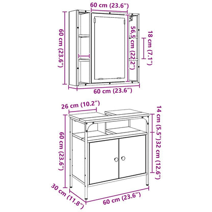 Badeværelsesmøbel Sæt Med Hylde 2 Pcs Brun 60 X 30 X 60 Cm - Billede 11