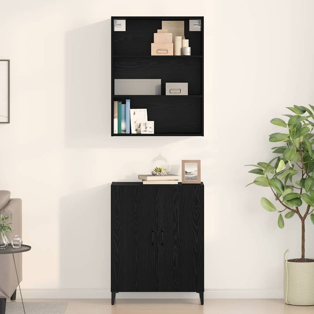 Sideboard Sort Eg 69.5 X 32.5 X 180 Cm Konstrueret Træ - Billede 4